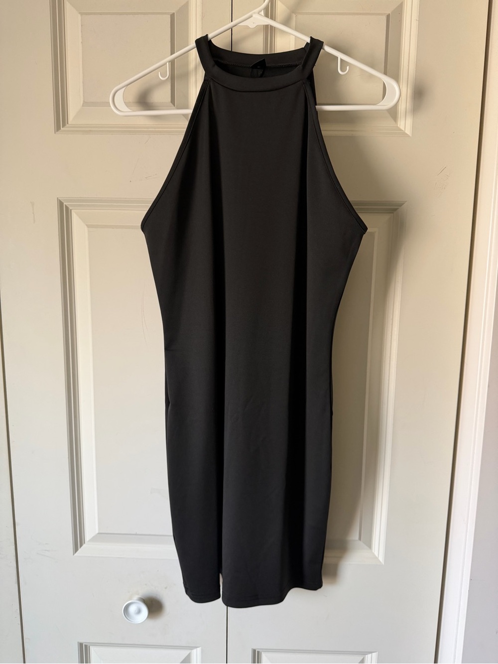 SHEIN Black High Neck Midi Halter Dress